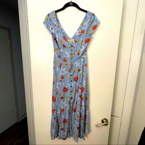 Urban Outfitters, size S, blue floral midi dress